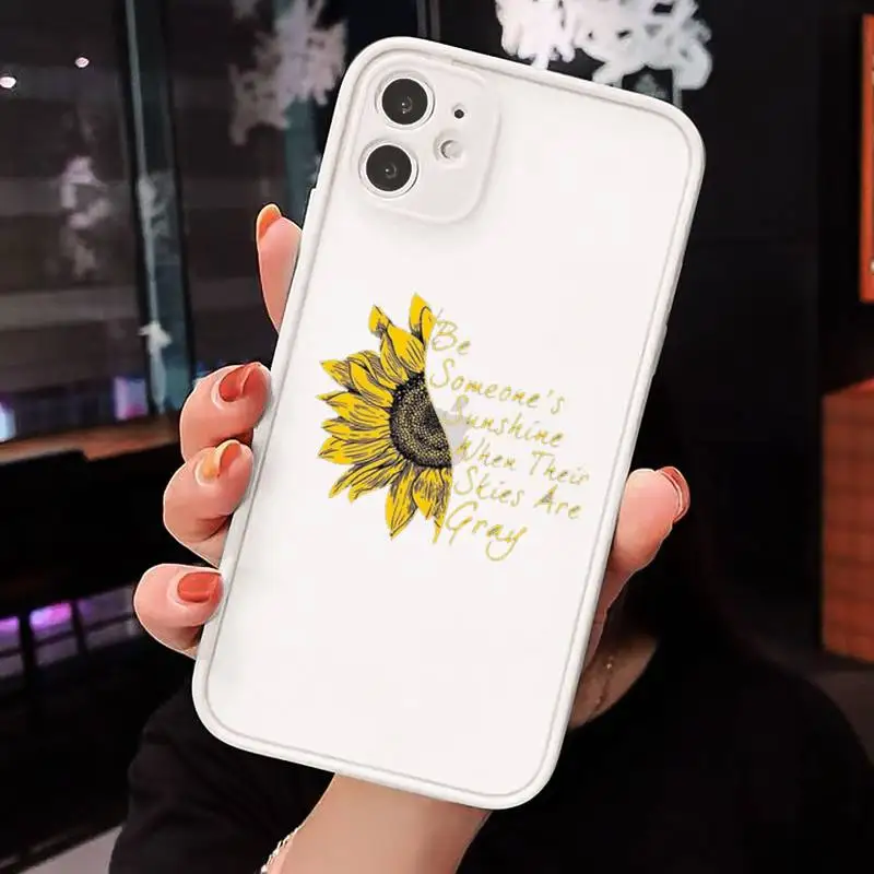 

Sunflower sunshine flowers Phone Case Matte Transparent for iPhone 7 8 11 12 s mini pro X XS XR MAX Plus cover funda