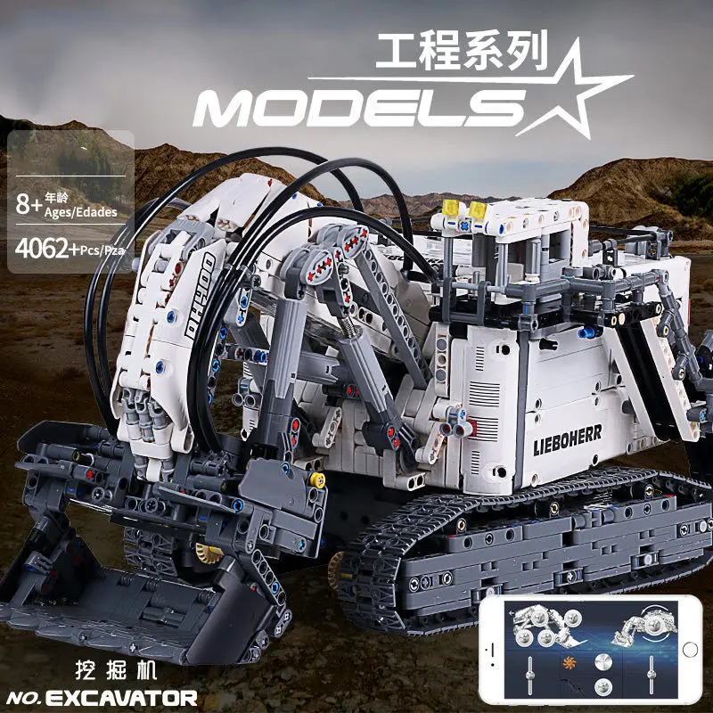 Technic модель экскаватора либхер R9800 подходит для MOC-1874 строительные блоки кирпичи двигатели комплект питания город детские игрушки совместимы 42100 подарок