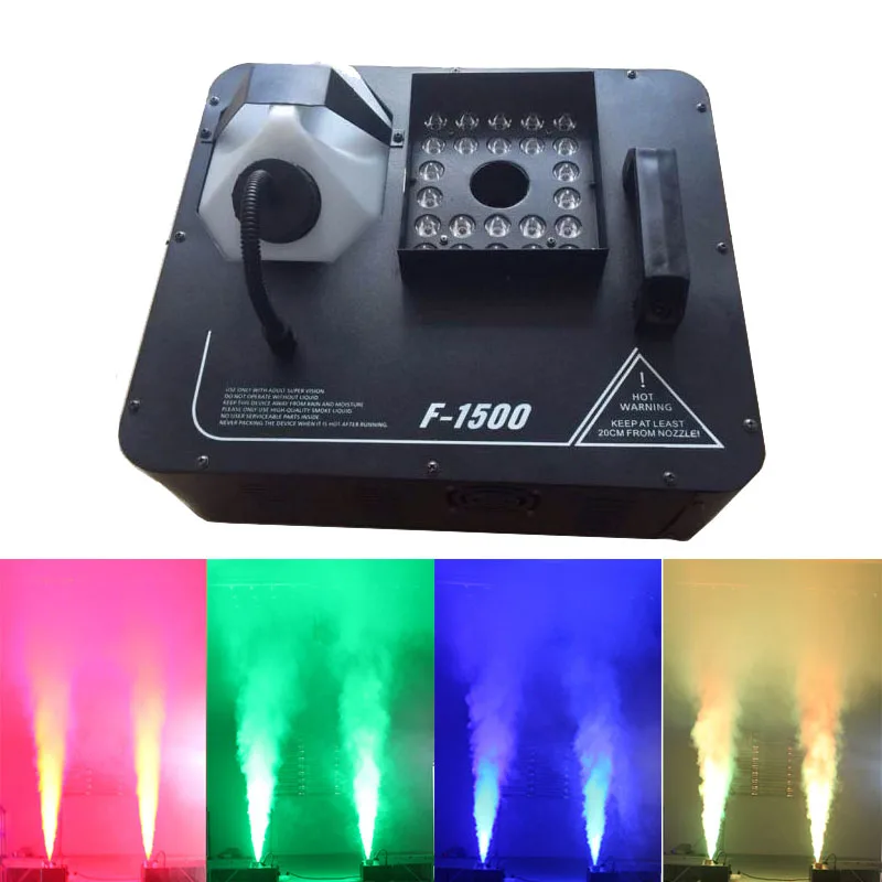 

1500W Fog Machine 24x9W LED RGB Pyro Vertical Smoke Machine Professional Fogger For Stage Party Club Halloween Equipment