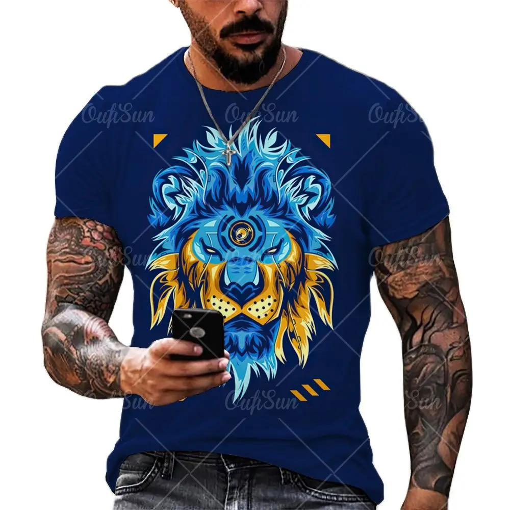 

3D Printed Animal Lion Pattern T Shirt Men Women Summer Oversized O Collar Short Sleeve Tees Urban Trend Minimalist Clothes