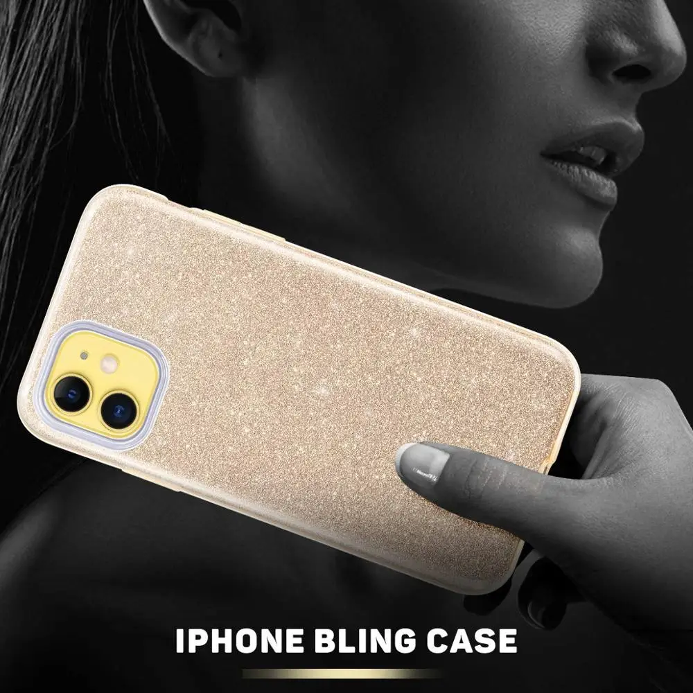 Glitter Case For iPhone 13 11 Pro Max 12 Mini X XR XS 8 Plus 7 SE 2020 6 Bling Sparkle Girl Women Shockproof Silicone Cover Gold | Мобильные