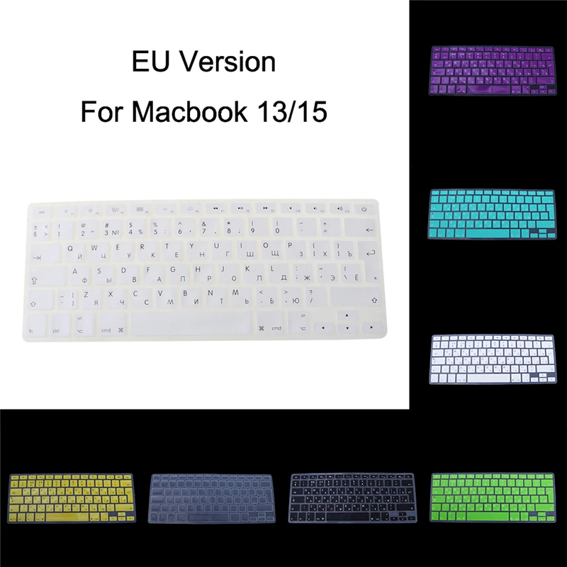 Силиконовый чехол для Apple Macbook Air Pro 13 15 8 цветов с русской клавиатурой версия ЕС