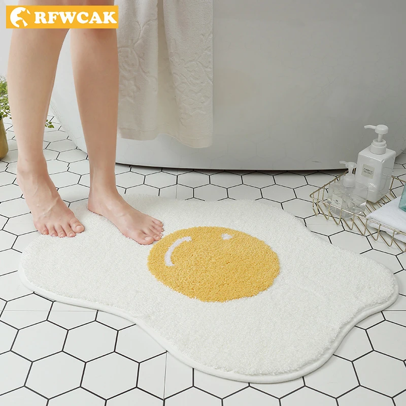 

Modern And Simple Simulation Pebble Soft And Comfortable Mat Cartoon Poached Egg Bathroom Absorbent Non-slip Mat Carpet Door Mat