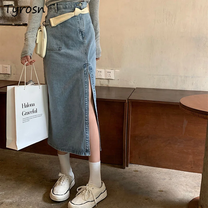 

Side-slit Design Skirts Women Sexy Summer Fashion Korean Style Chic Streetwear Vintage Harajuku All-match Temperament Lady Daily