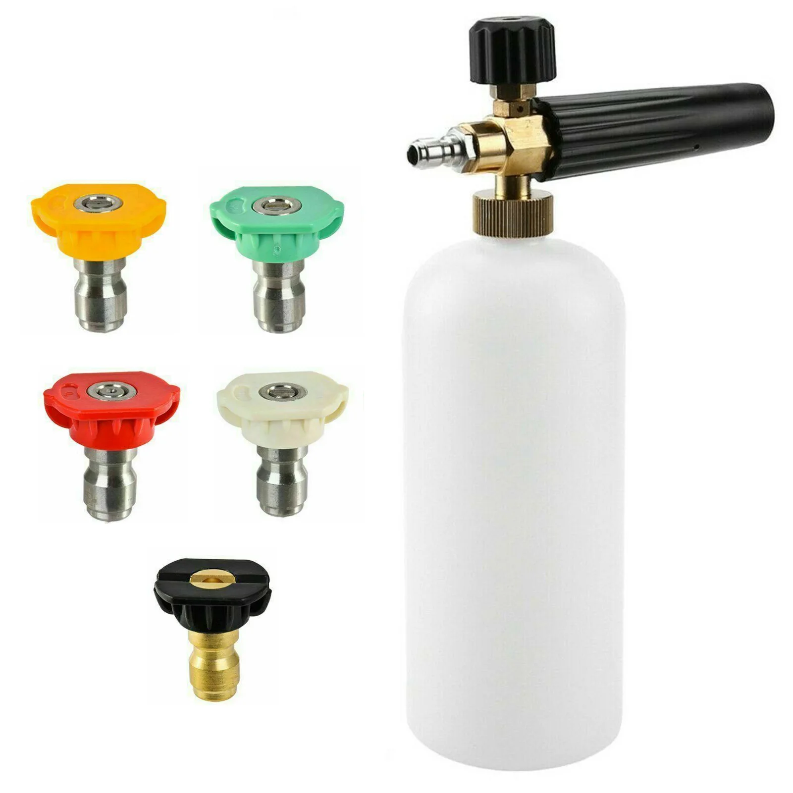 

Snow Foam Lance Auto Pressure Washer Jet Quick Release Foam Sprayer with 1/4'' Inch Quick Connector 5 Washer Nozzle Tips