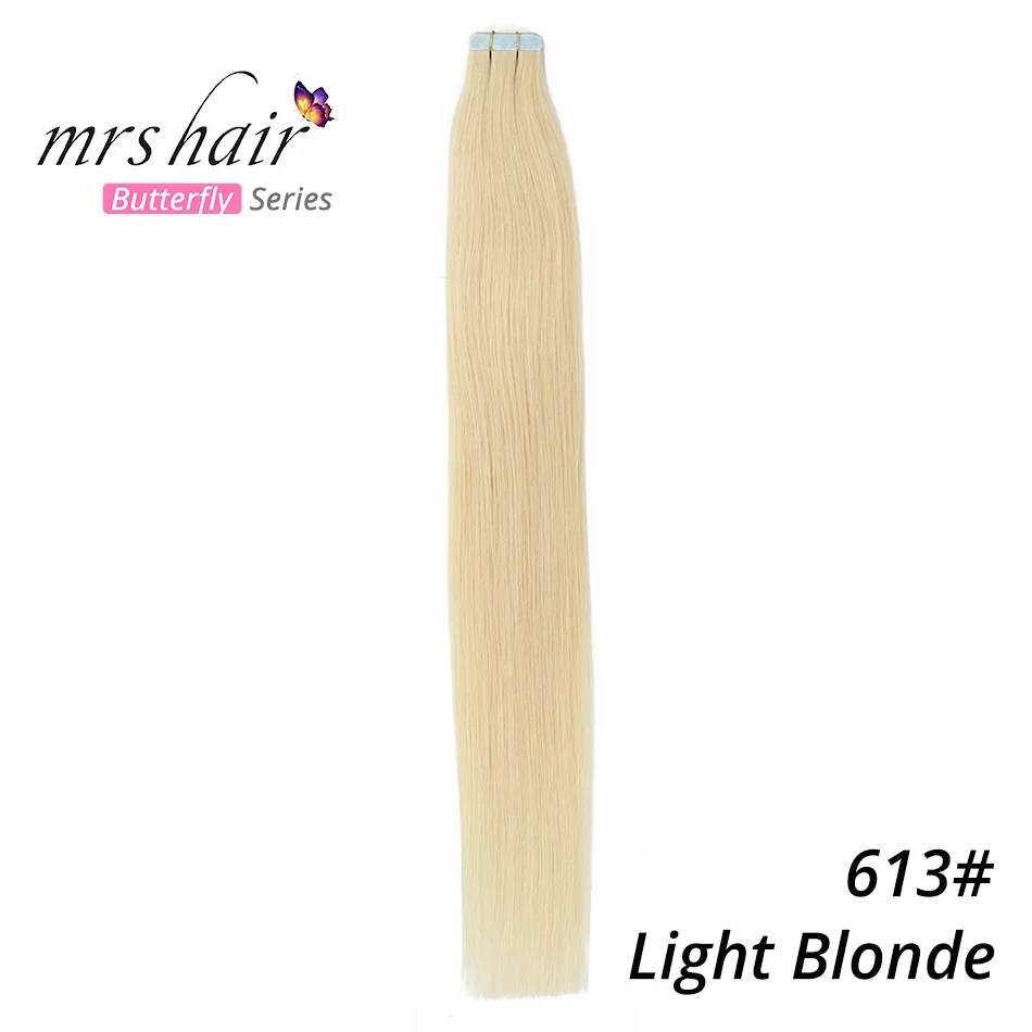 MRSHAIR 6# кожи уток человеческих волос прямой 20 штук ленты в расширение номера Волосы remy двухсторонней ленты для волос 1" 18" 2" 22" 24" - Цвет: #613