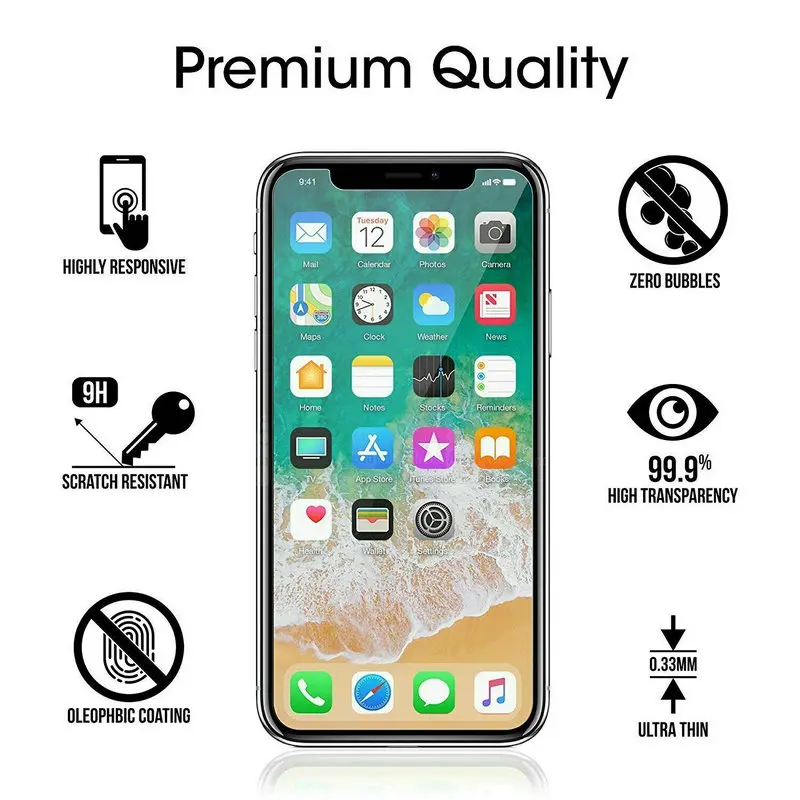 Hot Sell 9D Full Cover Tempered Glass Protector for iPhone 14 13 12 5.4 Pro 6.1 6.7 Inch 11 7 8 Plus X XS Max XR 100 pcs