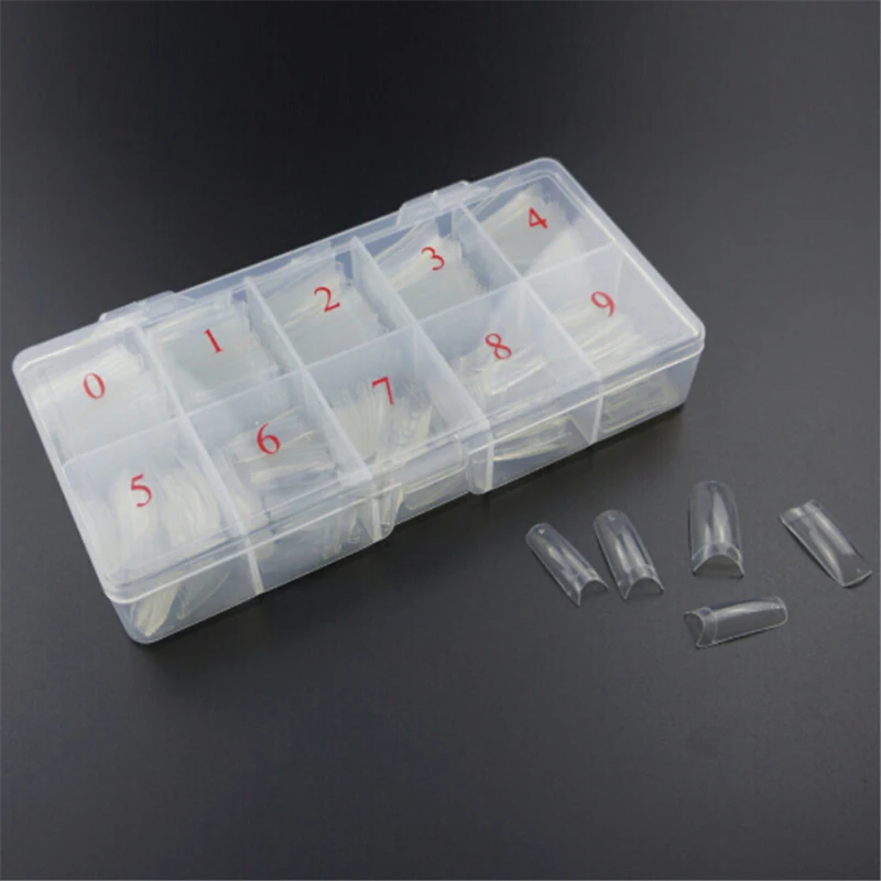 10/11 Acrylic Plastic False Nail Tips Storage Box Natural Cells Fake Manicure Translucent Case Tool | Красота и здоровье