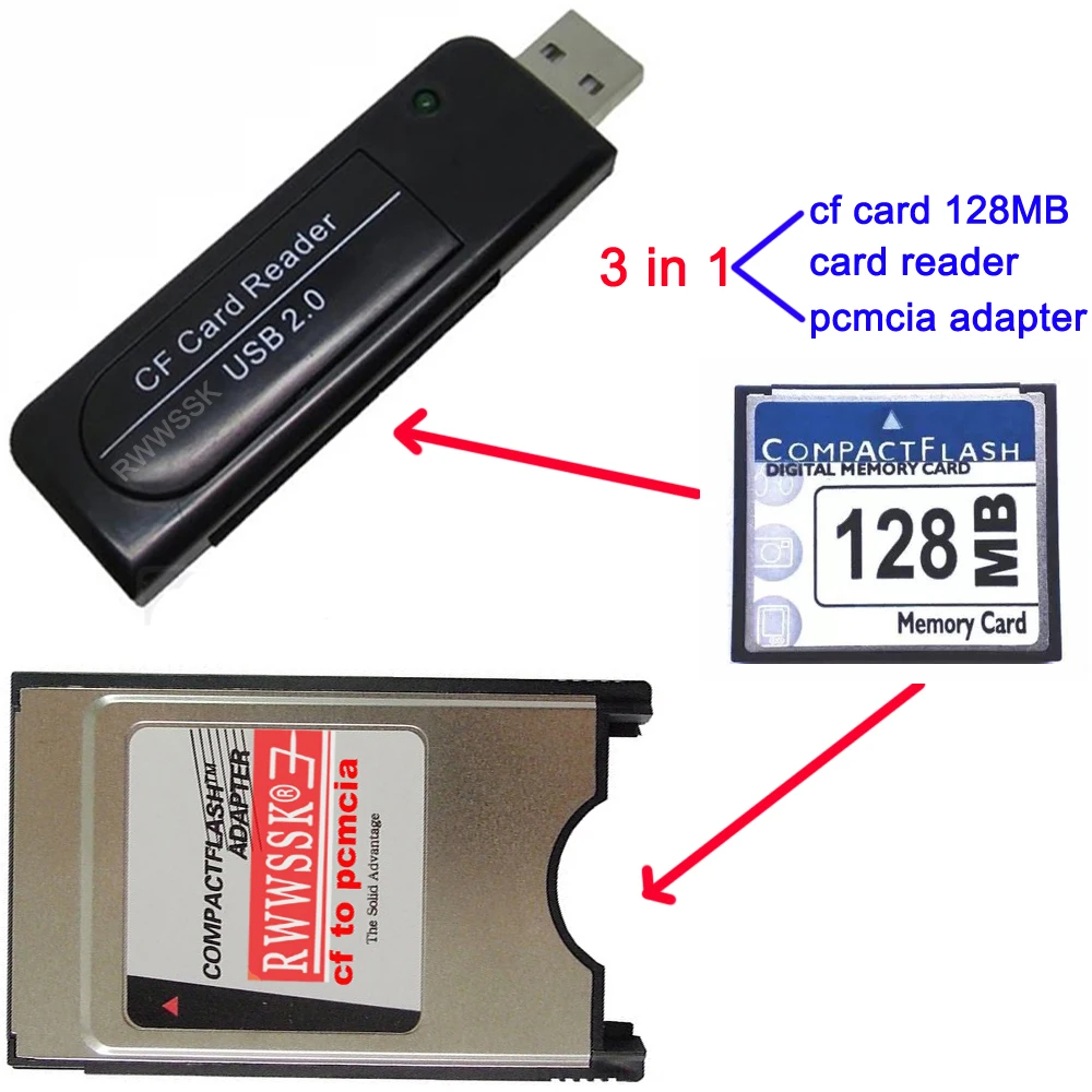 3 в 1 PCMCIA 68pin адаптер карты + USB2.0 кардридер Cf карта 128 МБ 256 ГБ 2 4 8 16 32 64 компактная