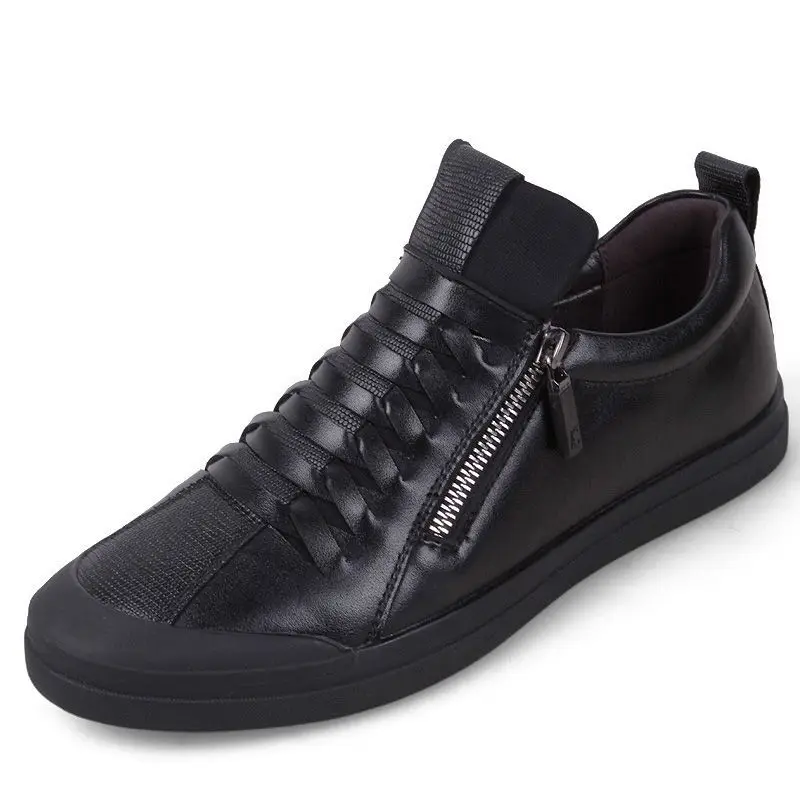 Мужские повседневные ботинки на молнии Черные ботильоны модель A1758 Осень зима