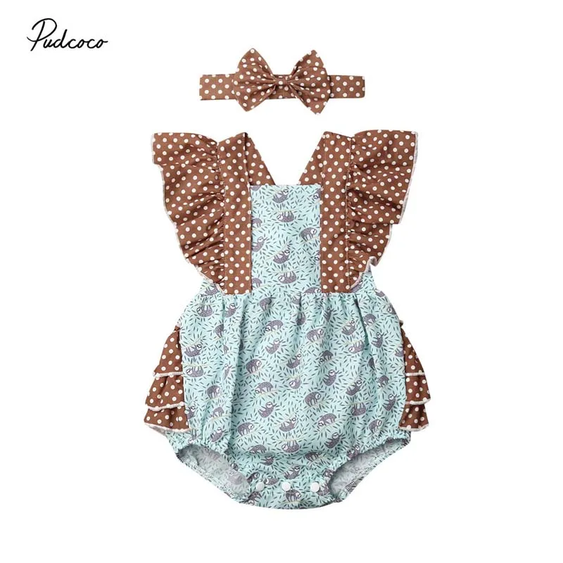 2020 г. Летняя одежда для малышей комплект из 2 предметов новорожденных девочек