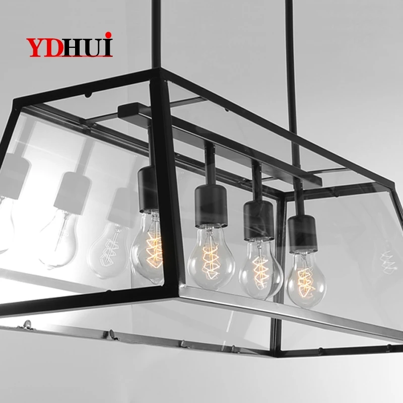 Винтажная кованая креативная индивидуальная железная люстра прямоугольная