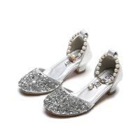 new girls modern shoes childrens sequin crystal shoes high heeled shoes big childrens baotou dance sandals banquet charming