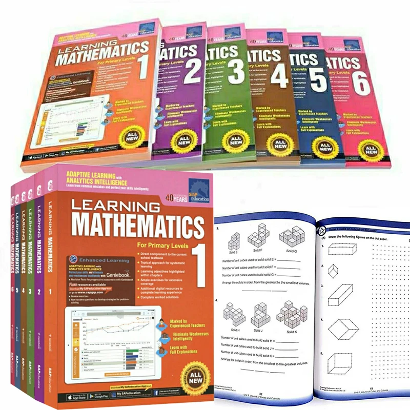 6 Singapore Mathematics Textbooks SAP Learning Mathematics Grade 1-6 Workbook  Mathematics textbooks Libros
