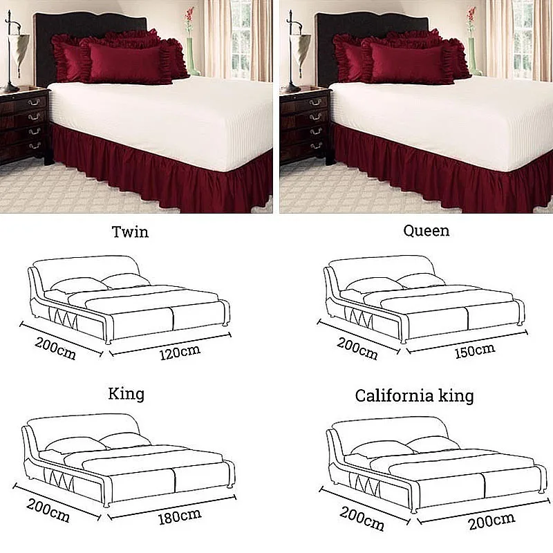 

Solid Color Elastic Ruffle Wrap Around Style Bed Skirt Home Hotel Bed Side Decorations Bedding Removable Home Textile 6 Color
