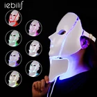 7 цветов светильник светодиодный маска для лица с омоложением кожи шеи уход за лицом Лечение Красота анти акне терапия отбеливающий инструмент для ухода за кожей