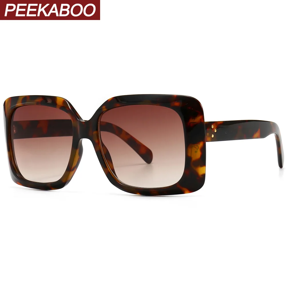 Peekaboo леопардовые черные квадратные солнцезащитные очки для женщин модные uv400