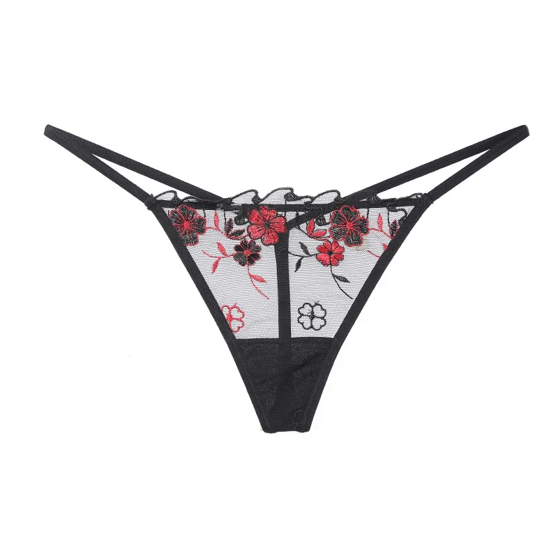 

Европейские сексуальные прозрачные сетчатые женские трусики с цветочной вышивкой, сексуальные хлопковые стринги с заниженной талией, женс...