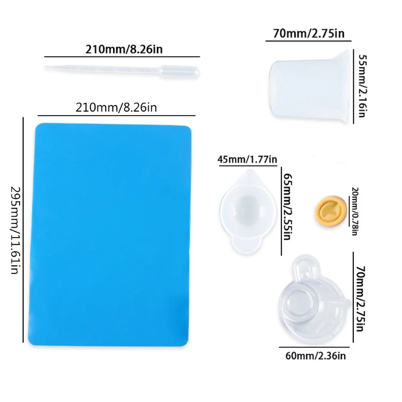 

Reusable Silicone Resin Kit Nonstick Silicone Mat 100ml Measuring Cups Finger Cots Resin Mix Cup Stir Stick Pipette Tool