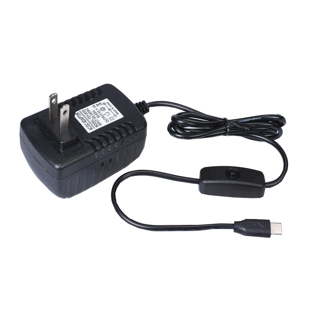 Адаптер питания для Raspberry Pi 4B 5 В 3 А USB Тип C зарядное устройство США/Великобритании