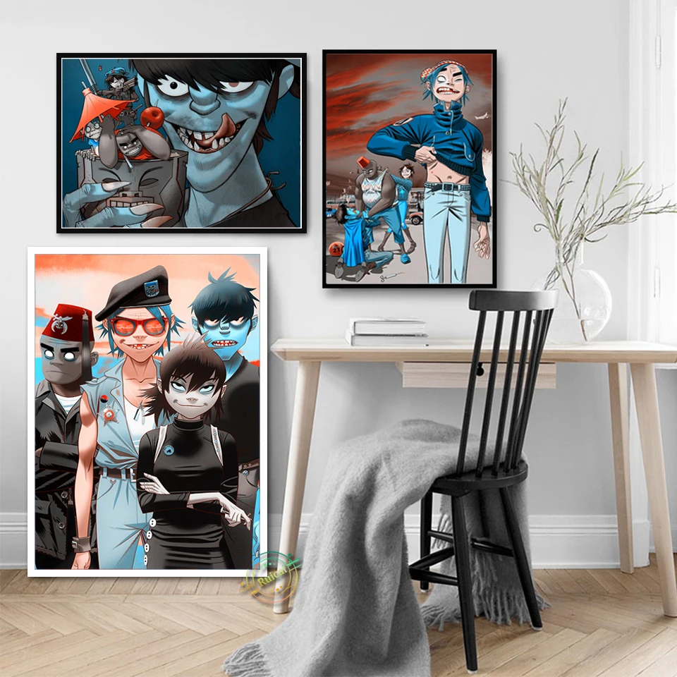 

Gorillaz Posters Hip Hop Canvas Art Paintings Modern Style Wall Picture For Living Room Bar Club Home Decor Stickers Gift