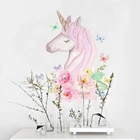 Наклейки на стену в виде единорога, стеклянные наклейки в спальню, гостиную, украшение на стену для комнаты девочки, наклейки на стену для детской комнаты