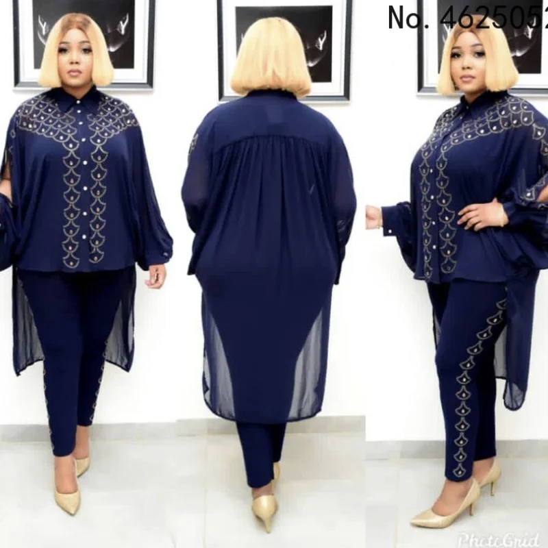 

Одежда в африканском стиле для женщин весна-осень Afircan Женский комплект из двух предметов из полиэстера с длинным рукавом топ и брюки Африка...