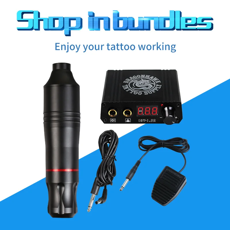 Pen with Power Pedal Ротационная машинка для татуажа, мощный мотор, брендовые Пистолеты для бровей, губ, Перманентный макияж, бесплатный подарок, поставки - Цвет: Pen with Power Pedal