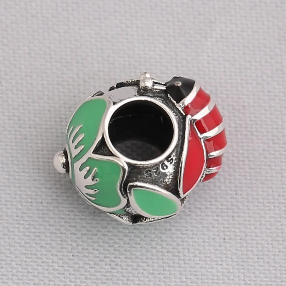 S925 Silver DIY Jewelry Crystal Red Bee Charm fit Lady Bracelet Bangle Gift Enamel Bead | Украшения и аксессуары