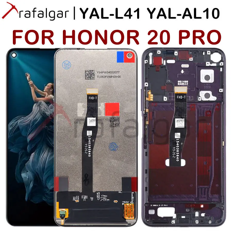 ЖК-дисплей для huawei Honor 20 Pro, ЖК-дисплей с сенсорным экраном, дигитайзер Honor 20 Pro, ЖК-экран с рамкой Honor20 Pro YAL-L41