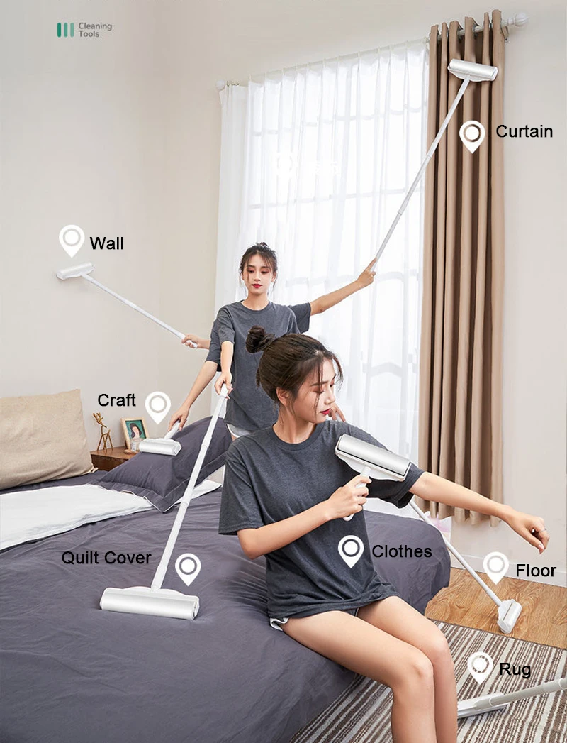 Съемный липкий ролик с длинной ручкой средство для чистки дивана кровати Ковров