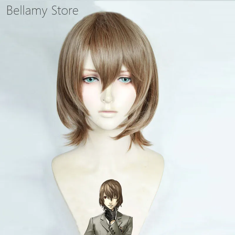 

Persona 5 P5 Crow Goro Akechi Cosplay hair wigs+Wig Cap