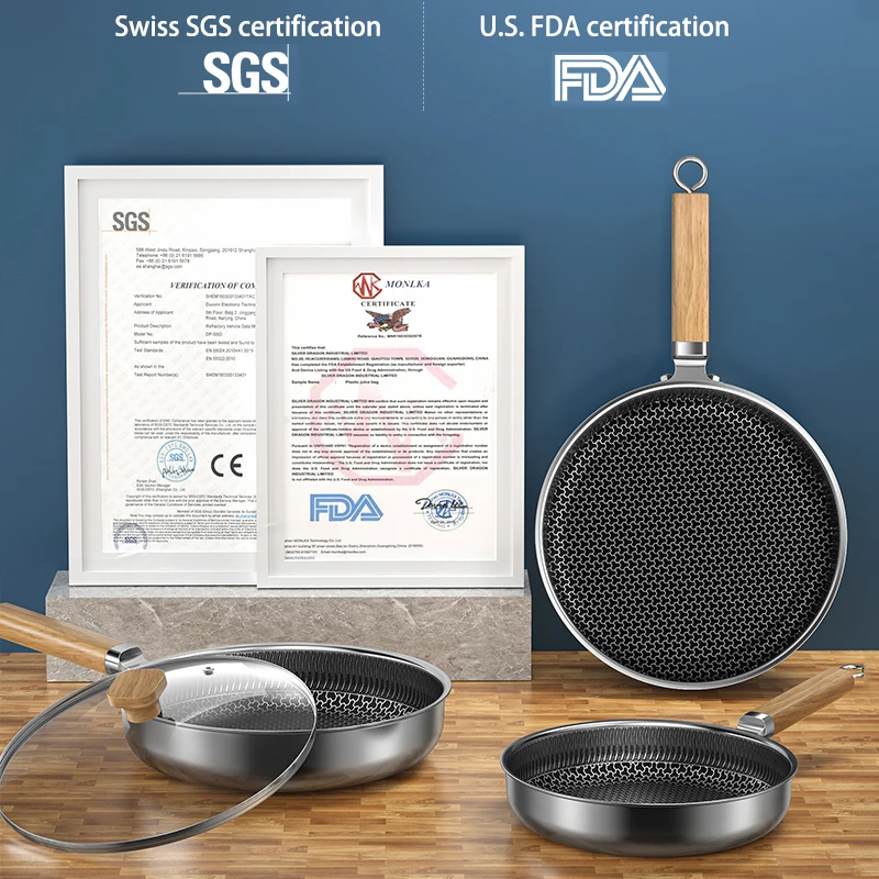 

316 Stainless Steel Frying Pan, NonStick Pan Fried Steak Pot Kitchen Cooking Pot General