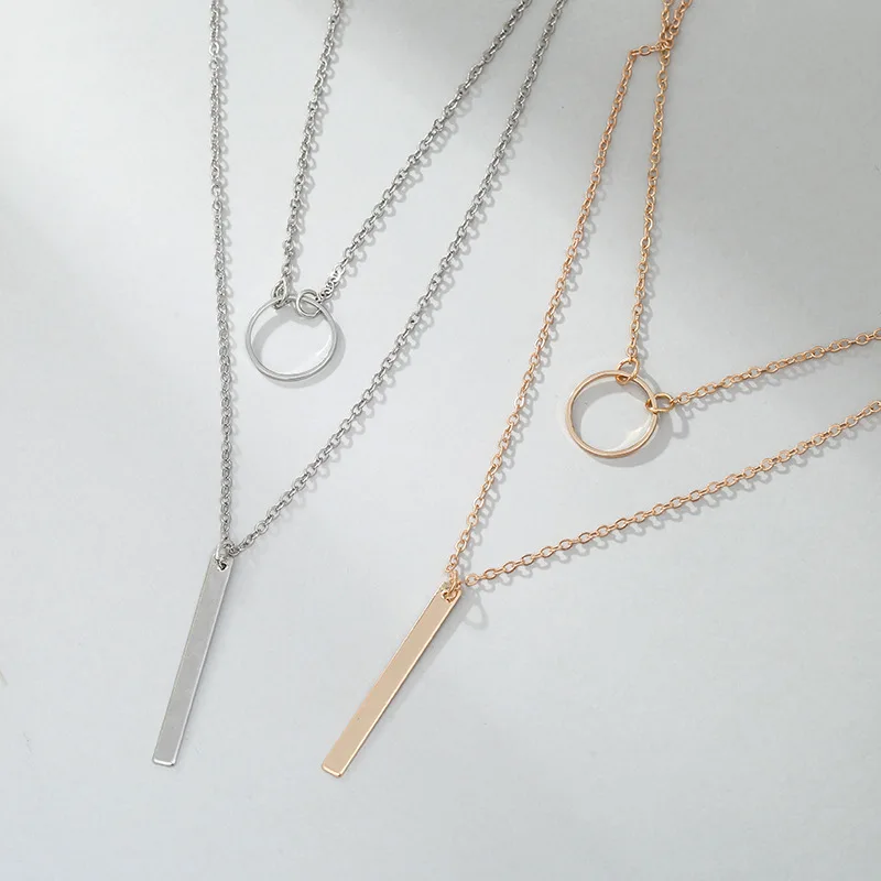 Женское двойное колье чокер Круглый Кулон в полоску золотого цвета вечерние