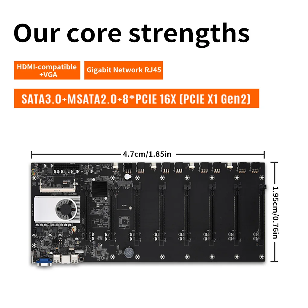 Bestellen BTC-37 Bergbau Motherboard SATA 3,0 8 GPU PCI-E 16X Motherboard Mit USB 2,0 DDR3 Speicher Slots Computer Teile