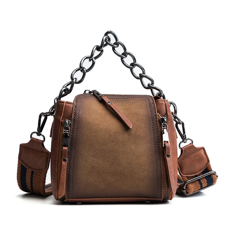 

Small bag 2020 new retro broadband bucket bag messenger mini female bag shoulder bag frosted portable chain bag