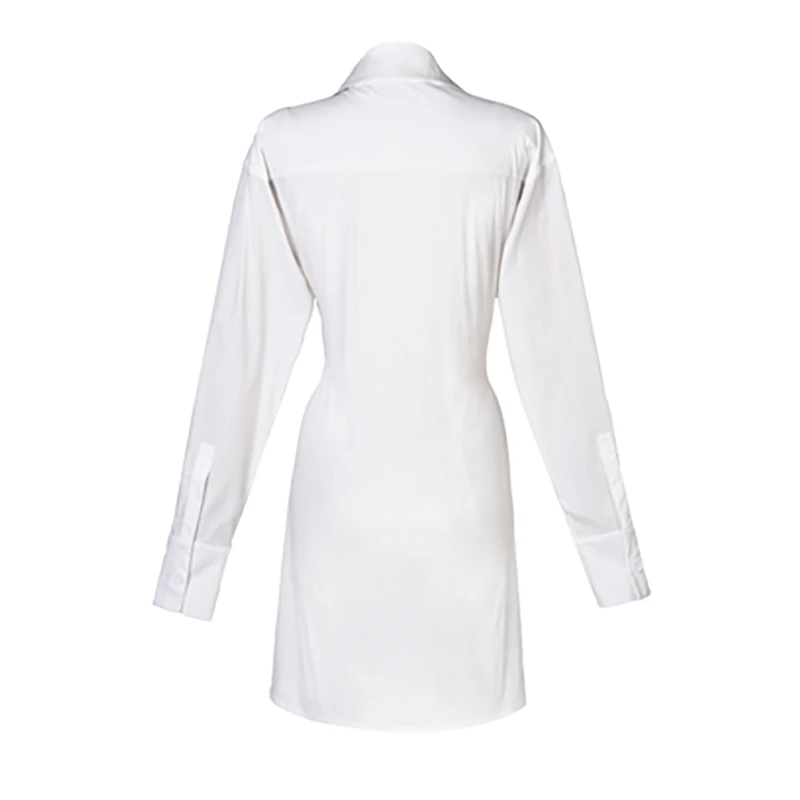 TWOTWINSTYLE асимметричное белое платье для женщин воротник с лацканами длинный рукав