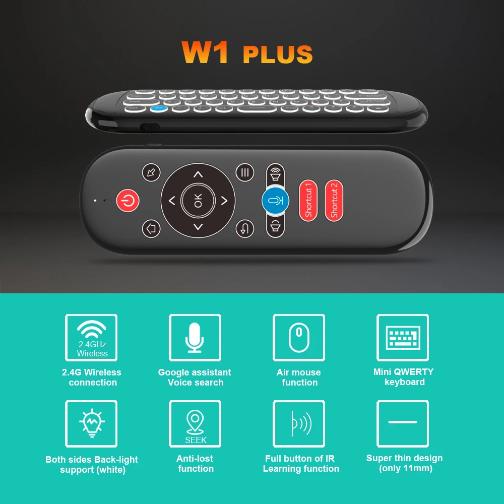 Беспроводной пульт дистанционного управления W1 PLUS 2 4G голосовая мышь