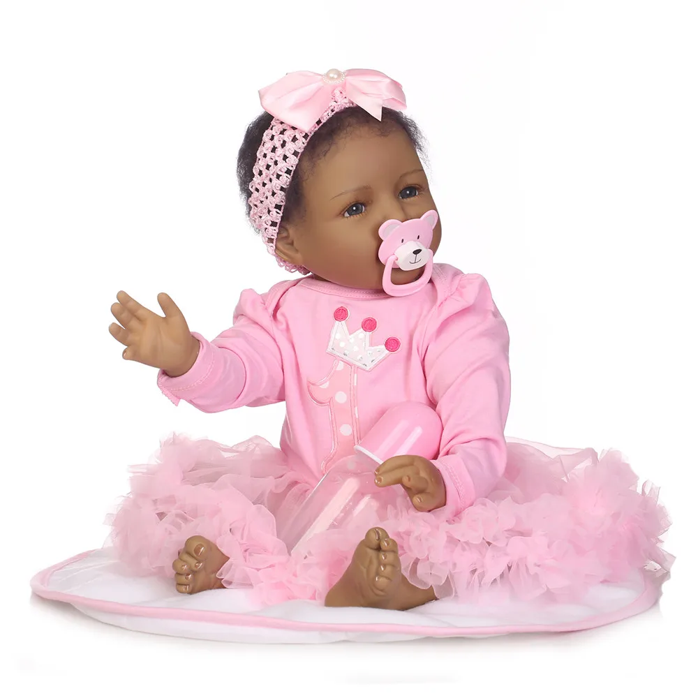 

Bebe reborn black doll American African babies silicone dolls toys for girls 22inch 55cm real newborn babies toys gift