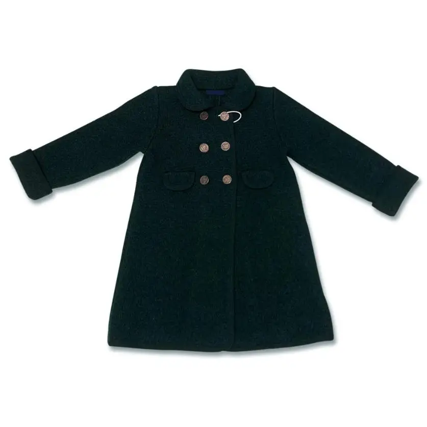 

baby girl vintage Spanish Palace wind princess woolen coat autumn winter double breasted kids green fashion overaocat