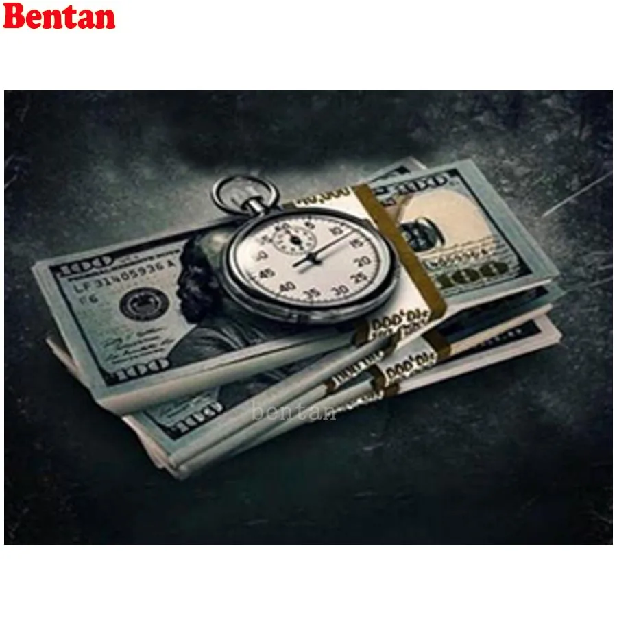 Современные украшения дома время деньги Искусство Diy алмазная живопись полный