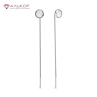 Серьги протяжки (продевки) из родированного серебра с белыми агатами АЛЬКОР. Быстрая доставка с ювелирной фабрики в России