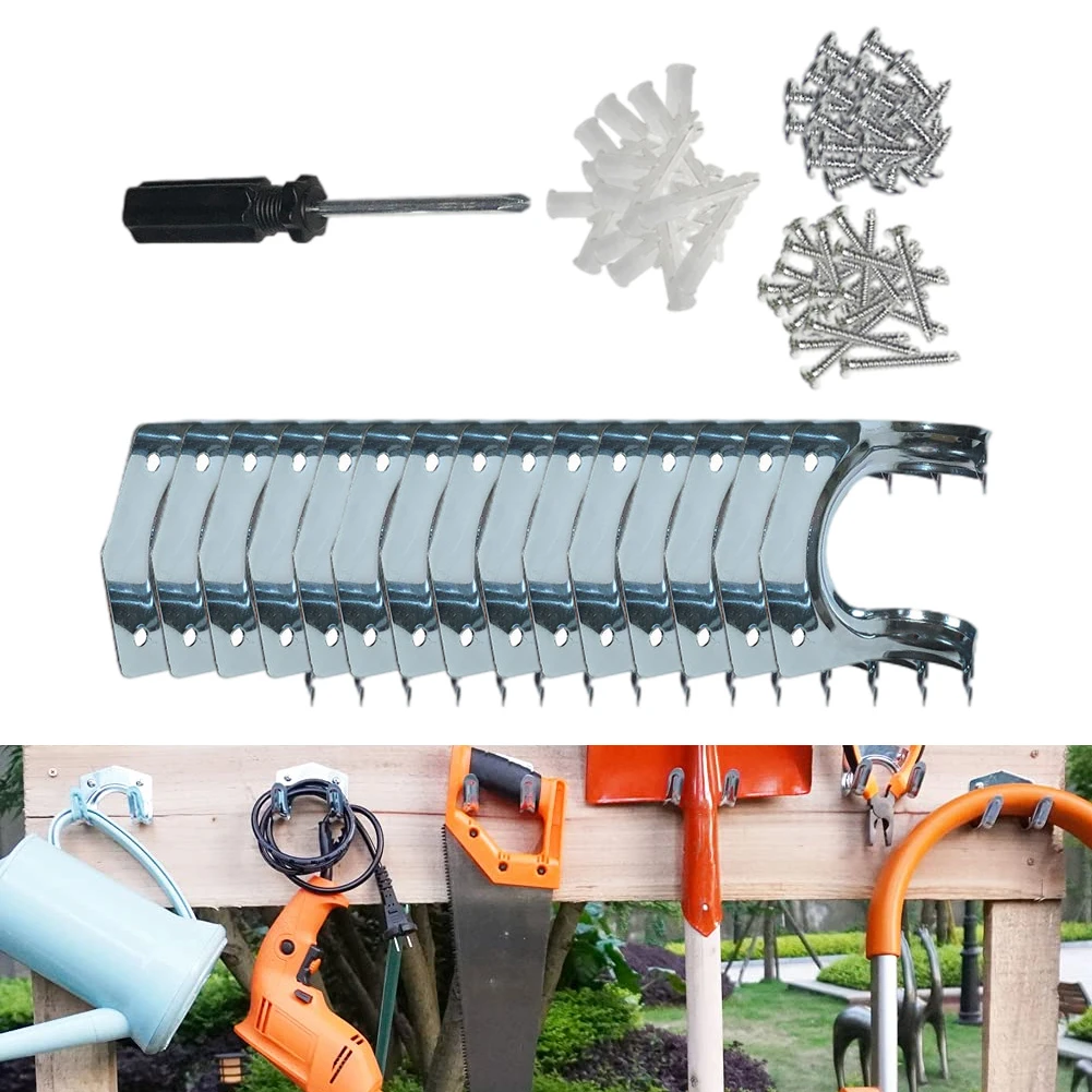 

15PCS Tool Hanger Wall Mount Heavy Duty Utility Tools Storage Hooks for Garage Warehouse Metal Tool Storage Wall Hook