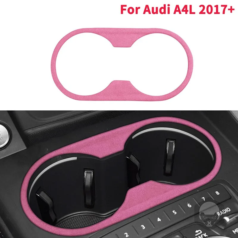 

Suede Central Control Water Cup Panel Decoration Frame Sticker for Audi A4L 2017 2018 2019 2020 2021 Car Interior Styling