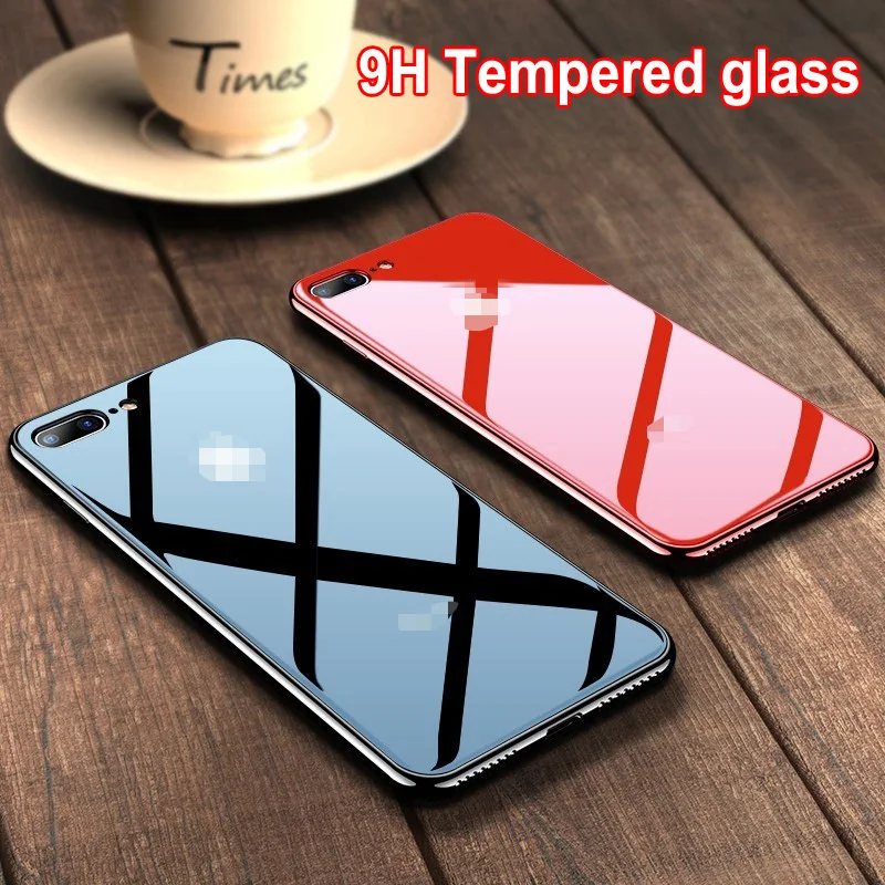 Ударопрочный 9H закаленный глянцевый чехол для Apple iphone X XR XS 11 pro Max 6 6S 7 8 Plus