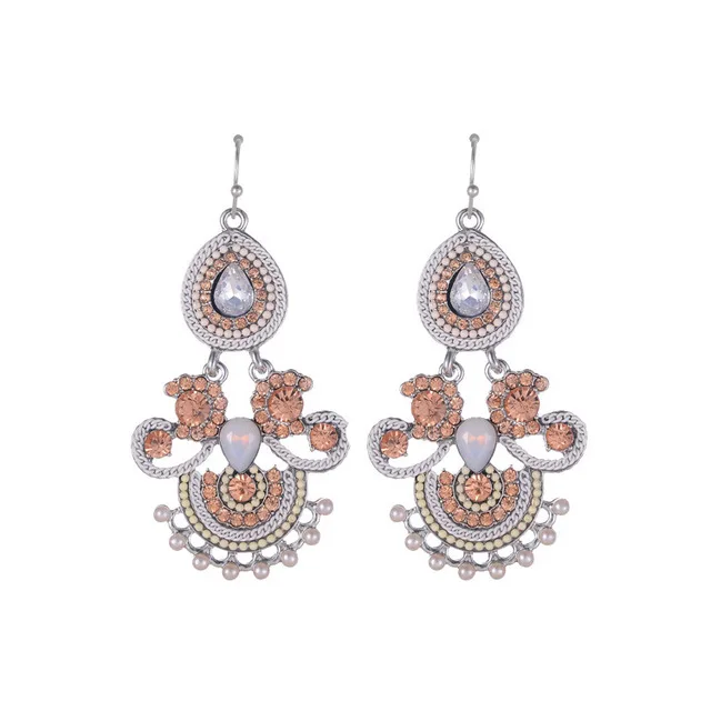 Женские винтажные серьги подвески Shineland черные и красные длинные с бусинами в