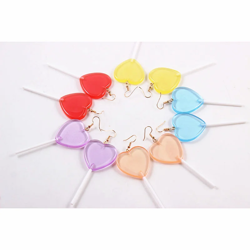 Милые серьги в виде сердца леденца карамельный костюм модный стиль Женские