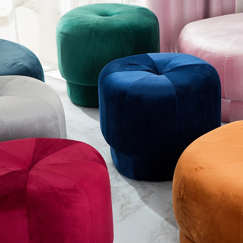 

Nordic Cloth Sofa Stool Pedal Small Round Stool Household Net Red Shoes Stool Sitting Room Lazy Sitting Creative Low Stool