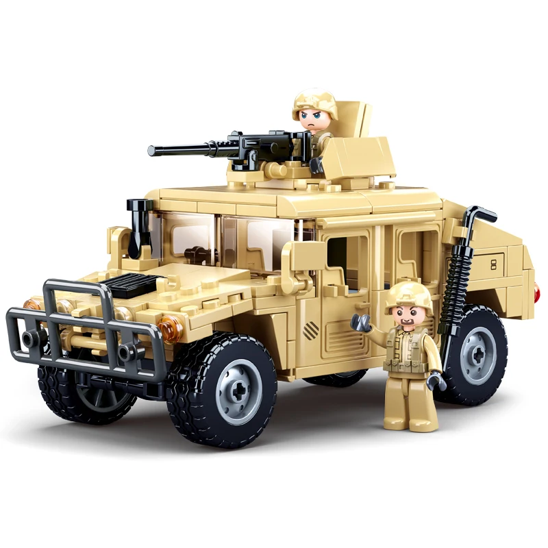 

SLUBAN Военная серия Hummered Jeeped H1 армейский штурмовой автомобиль MOC солдаты фигурки строительные блоки кирпичи классическая модель игрушки для ...