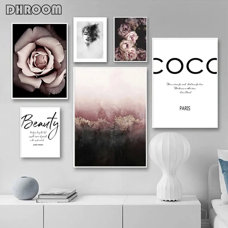 Скандинавская мода настенное искусство холст печать цветочный плакат розы